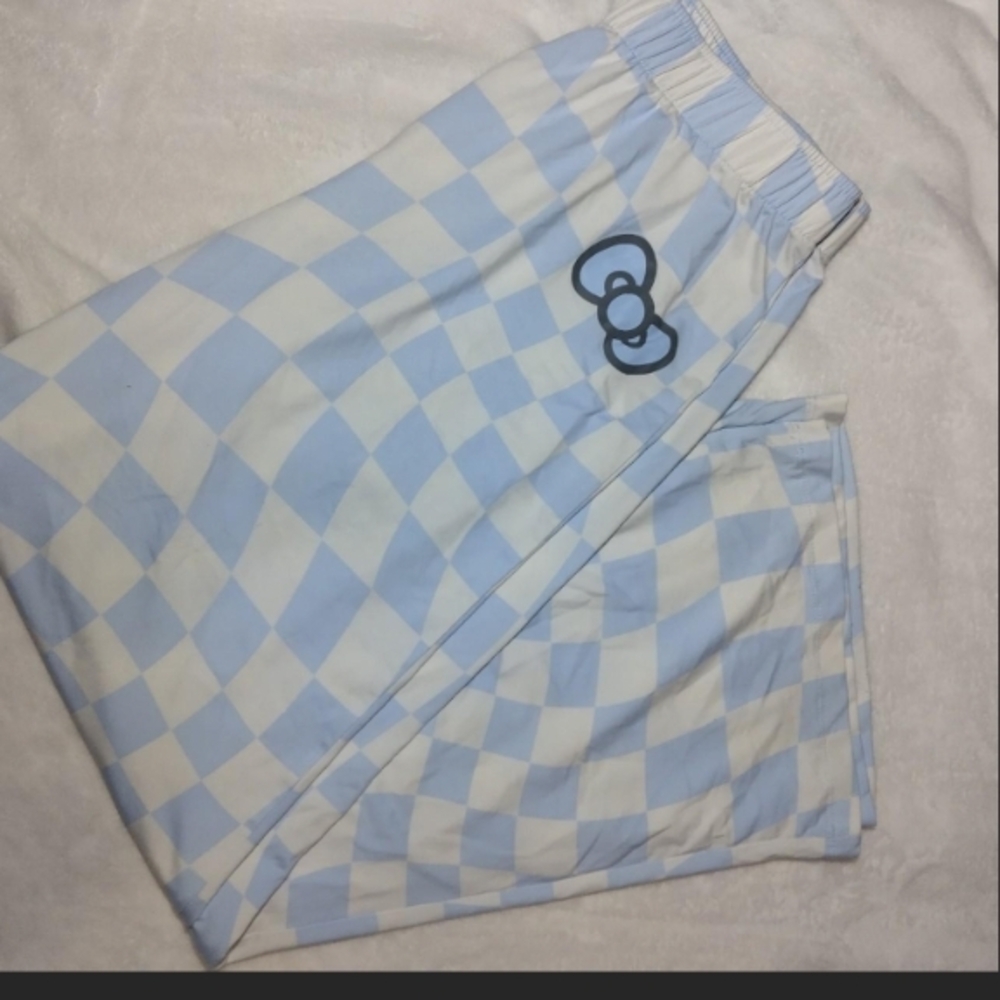 Hello Kitty Blue and White Checkered Pajama Pants